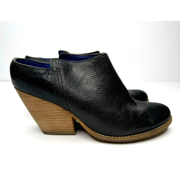Jeffery Campbell Bootie Womens 6 Black Leather Mule Slip On Block Heel Ibiza - Picture 7 of 11